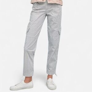 Anthropologie Sanctuary Terrain Striped grey white Crop Cargo Pants 28